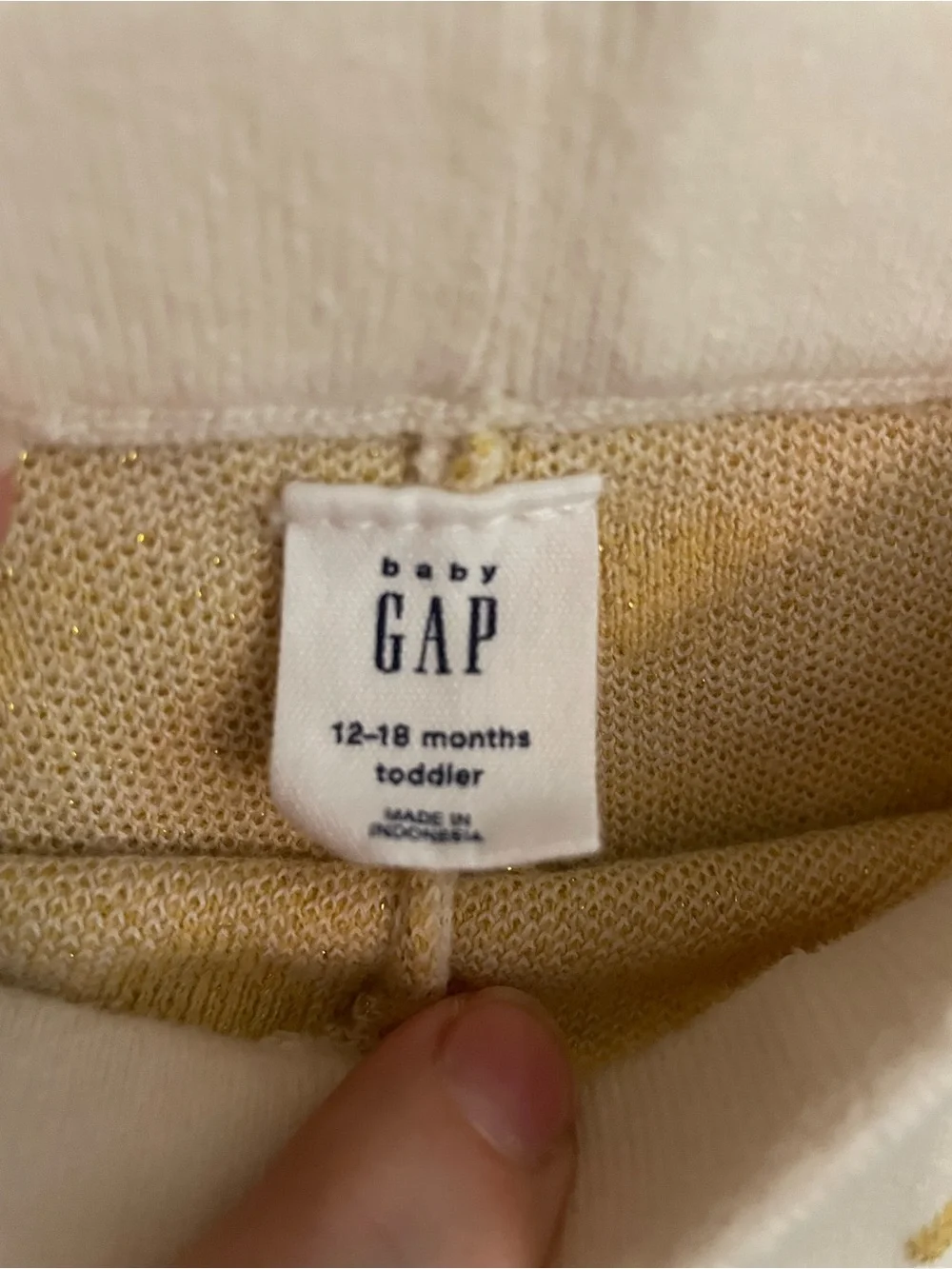 baby GAP Cream Knit Leggings with Gold Heart Patternw